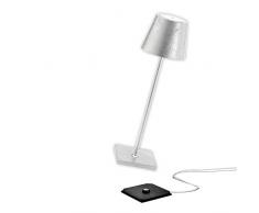 Zafferano Poldina Pro-LÃ¡mpara LED de Mesa Regulable (Aluminio, protecciÃ³n IP54, Uso en Interiores y Exteriores, estaciÃ³n de Carga de Contacto, Altura 38 cm, Enchufe de la UE), Hoja de Plata