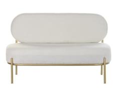 DRW Sofa descalzadora de Borreguito Blanco con Estructura de Metal Dorada 210X120X167 cm