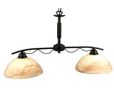 Naeve Leuchten 721914 Ravenna - Lámpara de techo (metal y cristal, IP20, 2 bombillas E27, 60 W, no incluida, 40 x 70 x 25 cm), color marrón y blanco