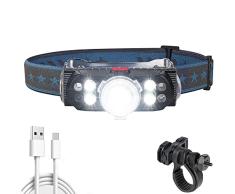 Linterna frontal recargable LED de 1000 lÃºmenes, 7 modos, luz frontal con luz roja de advertencia, linterna frontal impermeable para correr, correr, correr, pesca, camping, ciclismo, senderismo
