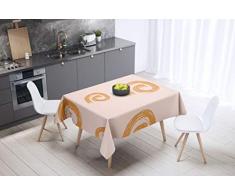 Bonamaison DecoraciÃ³n de Cocina, PoliÃ©ster, Antimoho, Secado rÃ¡pido, Impermeable, Mantel, Naranja, Blanco Roto, 140 x 140 Cm - DiseÃ±ado y Fabricado en TurquÃ­a