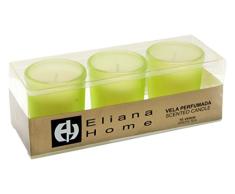 Eliana Home Estuche 3 Vasos Cera aromÃ¡tica te Verde, 4.30x10.50x5.20 cm, 3 Unidades