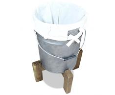 vidaXL 244499 - Cesto para la Ropa Sucia (Hierro y Madera, 30 x 30 x 58 cm)