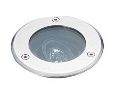 Rutec 59050 - Foco empotrable para Suelo (50 W, GZ10, Exterior à 149 mm, Anillo de Acero Inoxidable), Color Plateado