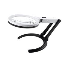 EUROXANTY- Lupa 10 Luz de LED Lente de Lupa de tipo de Lámpara de Escritorio de Mano y Plegable 2x 120mm 5x 28mm para leer arreglar.