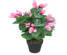 Leaf Cylamen Planta Artificial de cilamen, PlÃ¡stico, Seda, Rosa, 38 cm