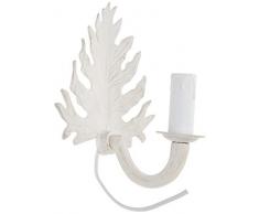 Better & Best Blanco Aplique (lámpara de Pared) de 1 luz, de Metal, Vela, con Placa en Forma de Hoja, Medidas 18x13x20 cm
