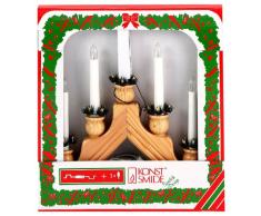 Konst Smide 2296-100 - Candelabro de madera con velas (5 bombillas transparentes, con interruptor, 230 V, para interiores), color natural