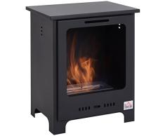 HOMCOM Chimenea bioetanol sobre pies Quemador 1,5 L, 3 Horas de duraciÃ³n de combustiÃ³n Estilo Neo-Retro Estufa Dim. 40 x 30 x 50 cm, Manta de 20 a 25 mÂ², Color Negro