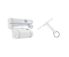 Leifheit Portarrollos de Pared Rolly Mobil ComfortLine con portarrollos extraÃble, sujeta Rollos de Cocina + Cabino - Limpiador para cabinas de Ducha de plástico, 24 cm, Color Blanco, 2 - Pack