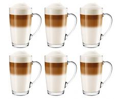 Glasmark Krosno Latte Macchiato Juego de 6 vasos de tÃ© con asa, vasos de postre, vasos de agua, vasos de cafÃ©, vasos de vino caliente, vasos de cafÃ© helado, vasos de vino caliente, 6 vasos de 400 ml