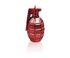 Candellana Hecho a Mano Grenade Vela de Regalo - Divertida - Vela Decorativa - DecoraciÃ³n del Hogar - Regalos para Amigos - Mecha de AlgodÃ³n - Tiempo de Quemado 12h - Vela Red Metallic