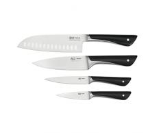 Tefal Jamie Oliver K267S4 - Juego de 4 cuchillos de cocina, cuchillo Santoku, cuchillo universal, cuchillo para pelar, diseño inconfundible, cuchillas resistentes, acero inoxidable/negro (K267S455)