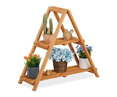 Relaxdays Escalera Plantas, 2 Pisos para Macetas, Plegable, PirÃ¡midal, Interior y Exterior, Madera, 73 x 72 x 28cm, Gris, 100%, marrÃ³n Claro, 1 Pieza