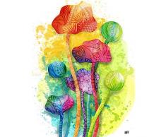 Abstract Bright Watercolour Poppy Flowers Painting Art Print Canvas Premium Wall Decor Poster Mural Resumen Brillante Acuarela Las flores Pintura pared PÃ³ster
