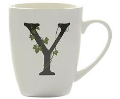 La Porcellana Taza Letra Y, Color Blanco