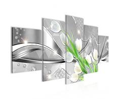 Runa Art imágenes flores tulipanes Wandbild 200 x 100 cm Vlies - lienzo XXL formato Wandbilder salón vivienda Deko Kunstdrucke verde 5 piezas - Made in Germany - terminado de colgar 201351a
