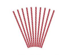 P&D PartyDeco SPP2-007 - Pajitas de papel (19,5 cm, 1 VPE STK), color rojo