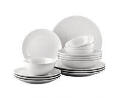 Rosenthal 11770Â âÂ 800001Â âÂ 28370Â Malla Juego de 16Â Piezas, 4Â Pieza, Plato Hondo (21Â cm, Plano 21/27Â cm), Cuencos 14Â cm, Color Blanco