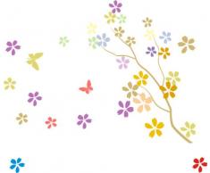 INDIGOS UG Vinilo Decorativo para Pared MF191 Hermosas Flores Paisaje Plantas 40 x 33 cm, Multicolor, 40x33x8 cm