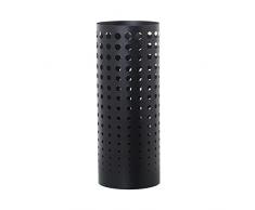 DRW Paraguero Redondo de Metal en Negro Ã19x49cm