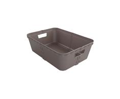 SP Berner - Cesta Almacenaje PlÃ¡stica sin Tapa con Asas - 22 x 15,5 x 7,5 cm - Color Gris