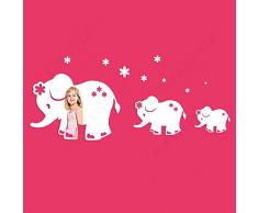 FLEXISTYLE Espejo Decorativo Sweet Elephants, Moderno diseño decoración, 3 mm de acrÃlico de Espejo de la UE, salón, Dormitorio, Pasillo, irrompible, Bricolaje Tejidos, Plata