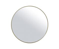 DRW Espejo de Pared Redondo de Metal y Trasera Madera DM en Dorado 60x1,5cm, INT. 59cm