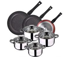 PACK DE 3 SARTENES Ã20/24 y 28 cms + BATERÃA DE COCINA 8PC EN ACERO INOXIDABLE