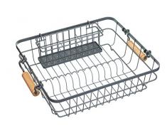 Kitchencraft Living Nostalgia alambre estante para platos con escurridor para cubiertos, 47Â x 36Â cm (18.5Â x 14Â ), Metal, gris, 36Â x 12Â x 47Â cm