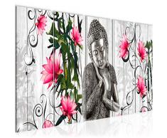505955a Imagen de Buda con flores, 200 x 80 cm, lienzo de fieltro, tamaño XXL, para salón, vivienda, decoración, impresiones artÃsticas, gris, 5 piezas, fabricado en Alemania