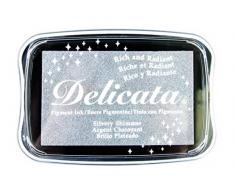 Rayher Delicata Metallic - Almohadilla para sellos, plata, 9,9x6,8x1,9cm, GrÃ¶Ãe L