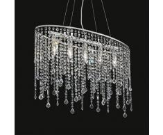 Ideal Lux RAIN SP5 Interior E14 Cromo iluminación de techo - Lámpara (Dormitorio, Habitación de los niños, Salón comedor, Salón, Cromo, IP20, Cepillado, Vidrio, Metal, 5 bombilla(s))