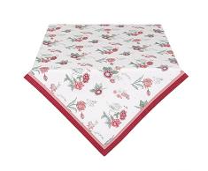 Clayre & Eef EVF01 - Mantel (100% algodÃ³n, 100 x 100 cm), diseÃ±o de Flores, Color Rojo y Blanco