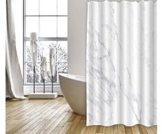 MSV Cortina de Bano Poliester 180x200 Toscana, Blanco, 200 x 180 cm