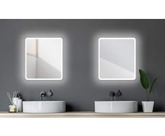Talos Espejo de baño con iluminación Moon - Espejo de baño 40 x 45 cm - con luz Ambiental circundante - Color de la luz Blanco Neutro - Marco de Aluminio