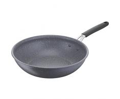 Lagostina Tempra Mineral Wok Antiadherente de acero y aluminio con revestimiento mineral+ Ã 28 cm, mango de silicona, efecto piedra, apta para todas las fuentes de calor