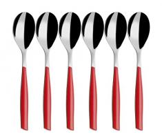 Bugatti gl3u - 021f08/6 Glamour 6 Piezas Juego de Cubiertos Mocha cucharas San/Acero Rojo 16 x 20 x 3 cm