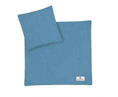 Julius Zöllner Muselina â Ropa de Cama Infantil 80 x 80 + 35 x 40 cm, Juego de 2 Piezas de Funda nórdica y Funda de Almohada, 100 % Muselina de algodón, con Cremallera, estándar 100 by Oeko-Tex, Azul