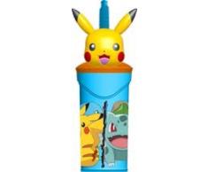 Stor Vaso infantil reutilizable con pajita y tapa con figurita 3D y capacidad de 360 ml de Pokemon