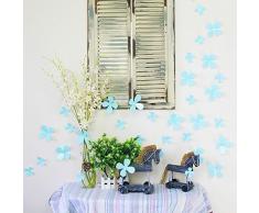 Walplus Turquesa de flores en 3d pegatinas de pared removible adhesivo mural arte Adhesivos Vinilo decoración del hogar bricolaje Salón Dormitorio Decoración Pared habitación de los niños regalo, 9 x 9 cm