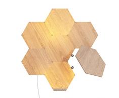 Nanoleaf Elements Starter Kit, 7 Hexágonos Luminosos LED Efecto Madera - Apliques de Pared Interior Modulares, Luces Led Inteligentes Regulable WiFi, Compatible con Alexa, para Decoración Habitación