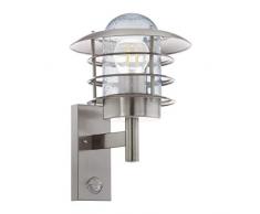 EGLO MOUNA Aplique de pared para exterior Acero inoxidable E27 - Iluminación al aire libre (Aplique de pared para exterior, Acero inoxidable, Vidrio, Acero inoxidable, IP44, I, Transparente)