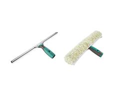 Leifheit Limpiacristales Professional para Ventanas De Acero Inoxidable, 45 Cm, Color Azul + Top Lock 45Cm 1059111, Poliéster, Multicolor, Limpiacristales 45 Cm