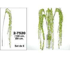 DonRegaloWeb DRW - Set de 6 varas de Flores Artificiales (Tipo Sauce llorón) Decoradas en Color Verde