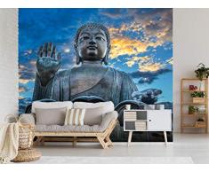 Oedim - Fotomural Vinilo para Pared Estatua Buda Puesta Sol | Fotomural para Paredes | Mural | Fotomural Vinilo Decorativo |150 x 100 cm | Decoración comedores, Salones, Habitaciones