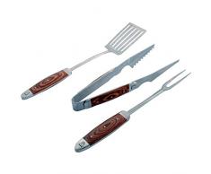 LAGUIOLE - Estuche para Barbacoa - Utensilios para Barbacoa - Acero Inoxidable, Madera de Pakka - Marrón Oscuro