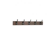 AmazonBasics - Perchero de madera de pared, 5 ganchos modernos 57 cm, Nogal, 2 unidades