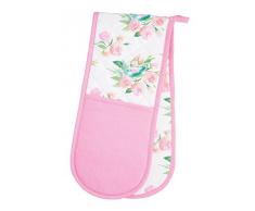 Kitchencraft rosas de flores de 100% doble para horno guantes, 86 x 18 cm (34 x 7), algodón, rosa/blanco, 87 x 1 x 19 cm