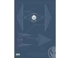 Komar Wandbild Von Star Wars Blueprint Sith Tie-Fighter | Kinderzimmer, Jugendzimmer, Dekoration, Kunstdruck | ohne Rahmen | WB178-50x70 fotomural, carbÃ³n
